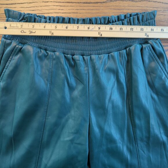 Ryegrass Faux Leather Green Pants Size Medium Elastic Waist Tapered Leg - Picture 12 of 16